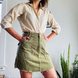 Zara olive green denim miniskirt